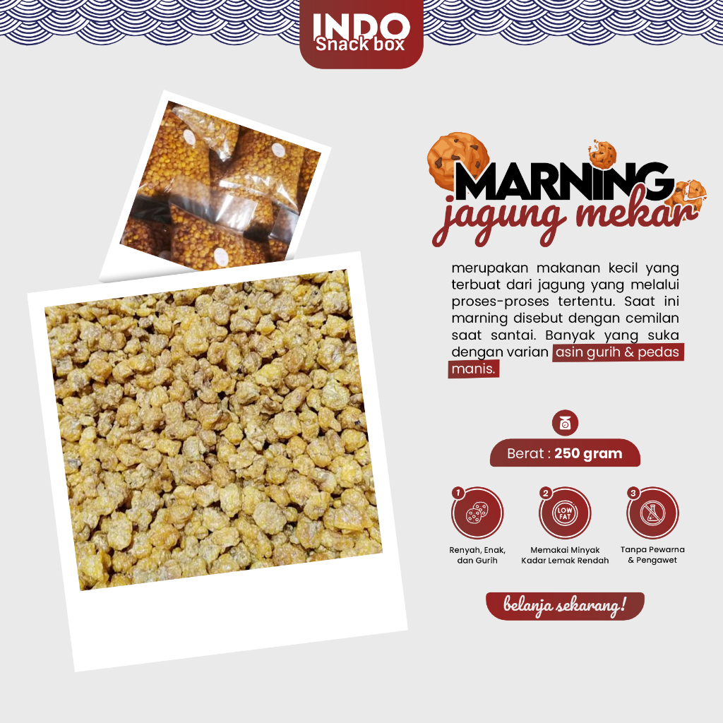 

Marning Jagung Rasa Original Gurih Asin Kemasan 250 Gr