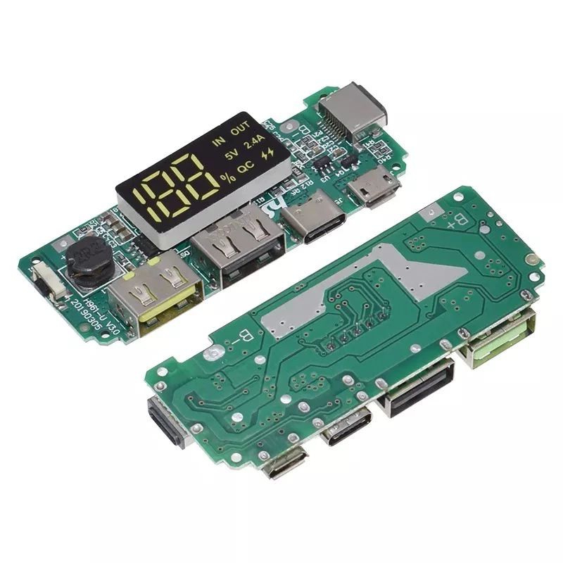 MODUL CHARGER BATERAI 18650 MIKRO USB & TYPE C dengan DUAL LED DISPLAY