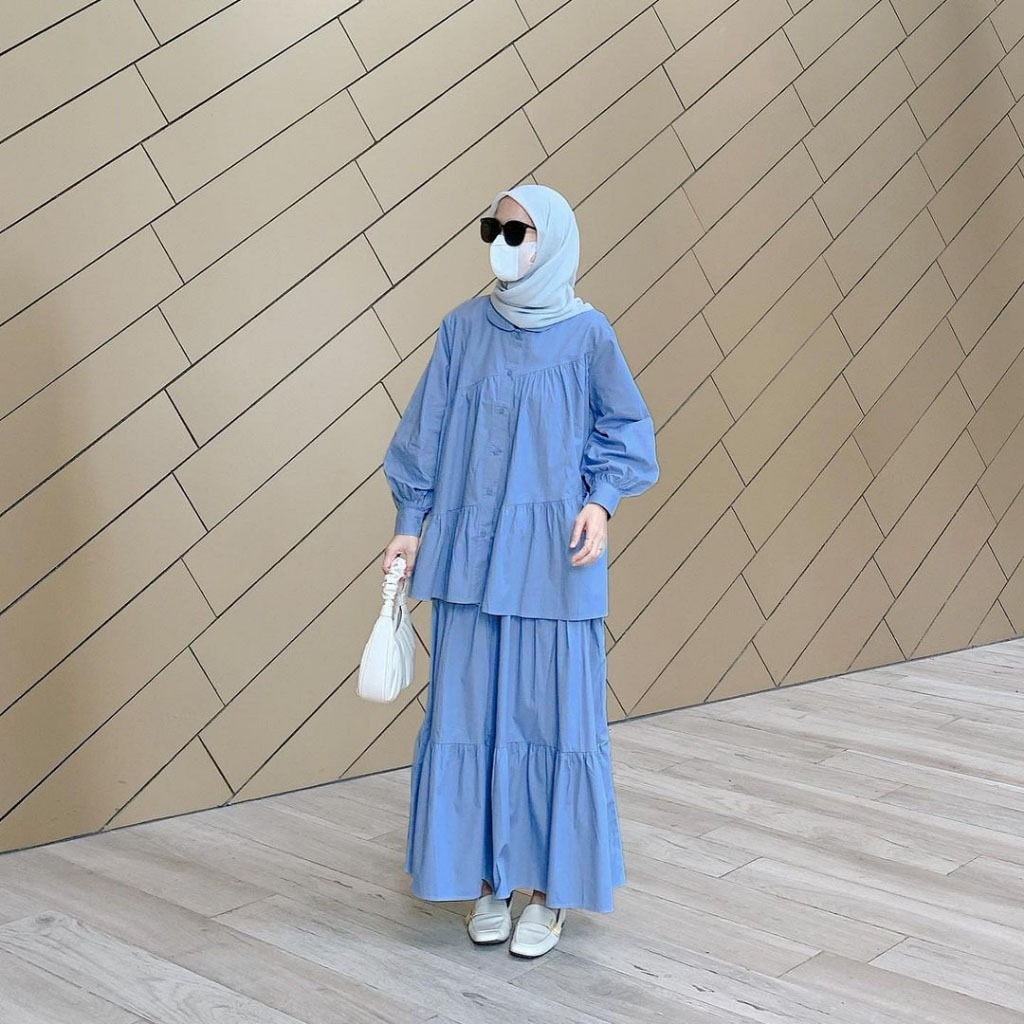 Set Rok Wanita Muslim Cod Setelan Wanita Lebaran 2026 Stelam Lebaran 2026 Atasan Bawahan Hijab Onese