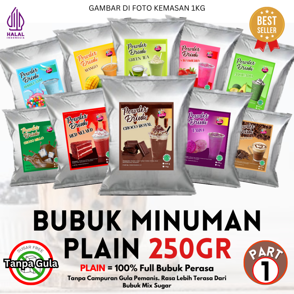 

Bubuk Minuman Rasa PLAIN 250gr Serbuk Minuman Kekinian