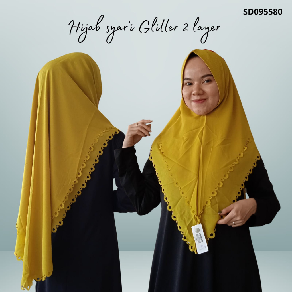 Hijab Instan/hijab Syar'i Glitter laser 2 layer SD095580