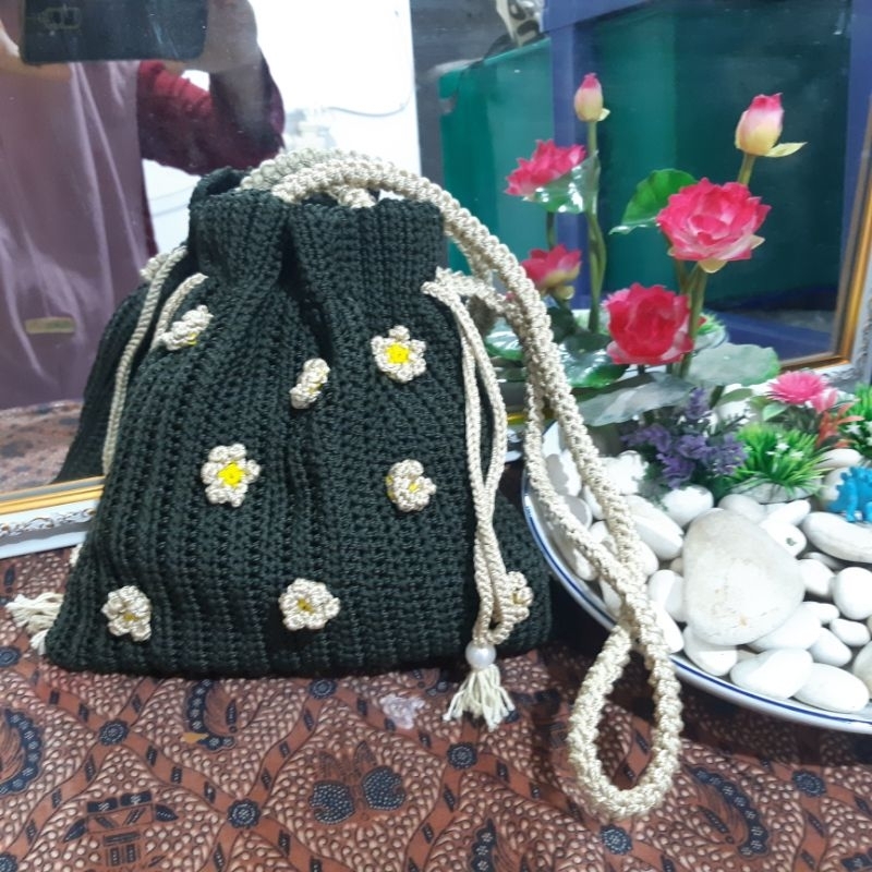 summer bag handmade crochet / tas rajut etnik / tas hp serut / tas rajut trendy / tas rajut unik