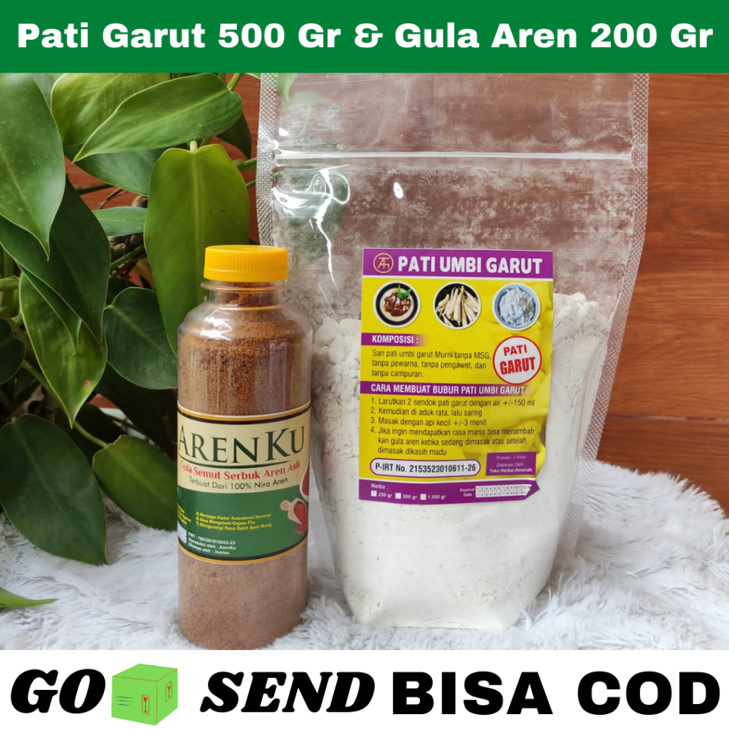 Tepung Pati Umbi Garut Lerut Jelarut 500 Gr Dan Gula Aren Bubuk 200 Gr Gram Obat Herbal Asam Lambung Maag Dan GERD