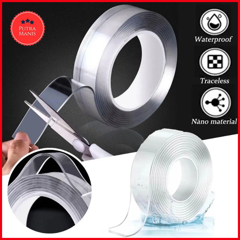 Lem Perekat Nano Magic Double Tape Transparan Bening Gel Lengket super leket