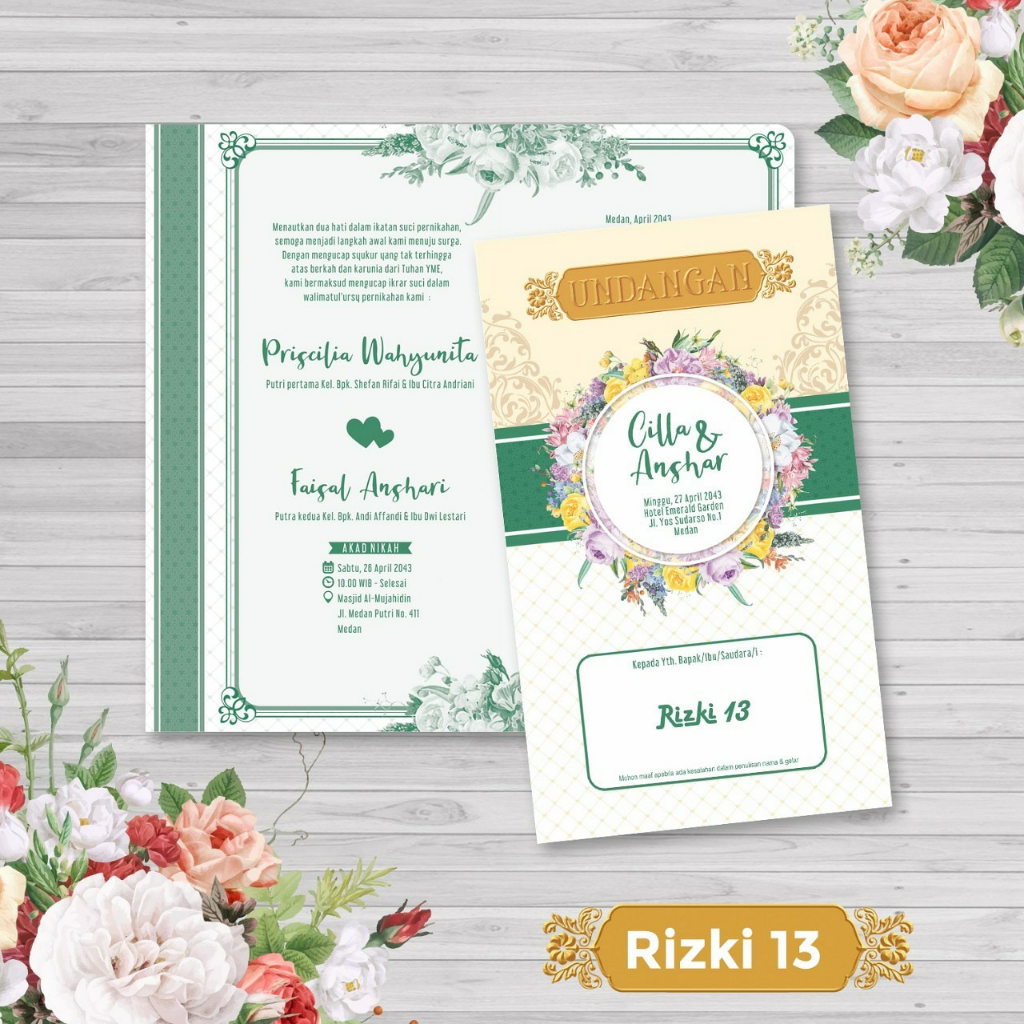 Blangko undangan atau kertas undangan pernikahan bisa untuk khitan merek RIZKI 13 dengan bahan kerta