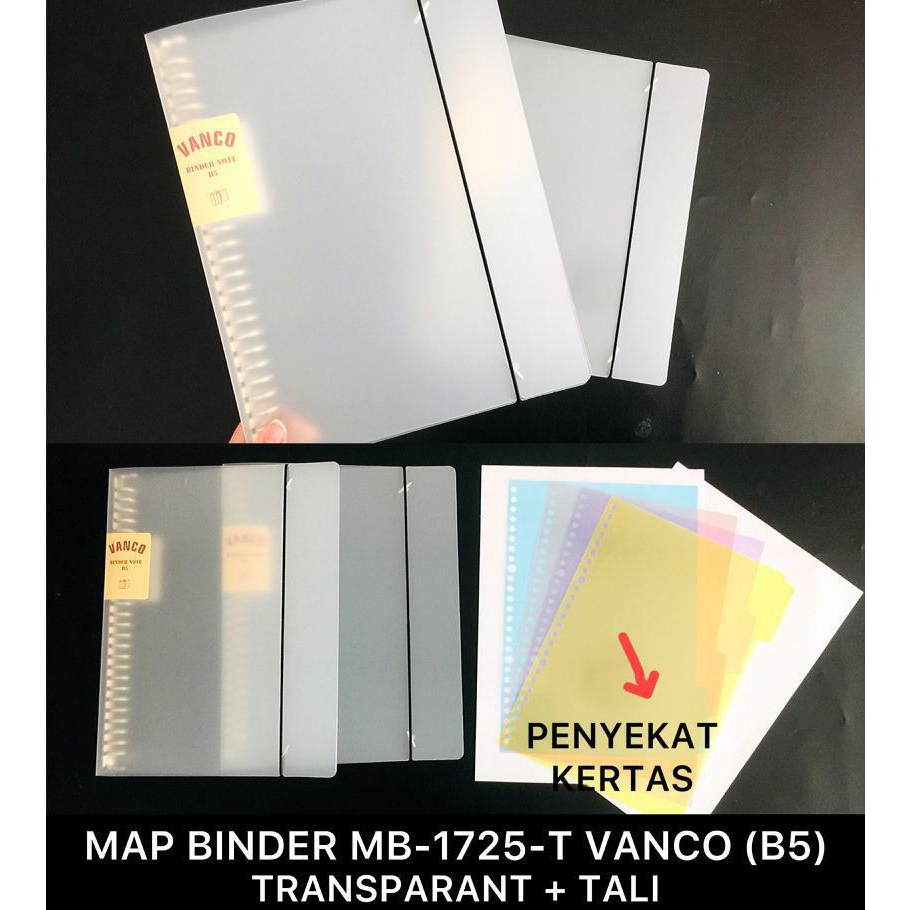 

VANCO MAP BINDER / BINDER NOTE TRANSPARAN UKURAN B5 DENGAN PEMBATAS KERTAS PLUS TALI