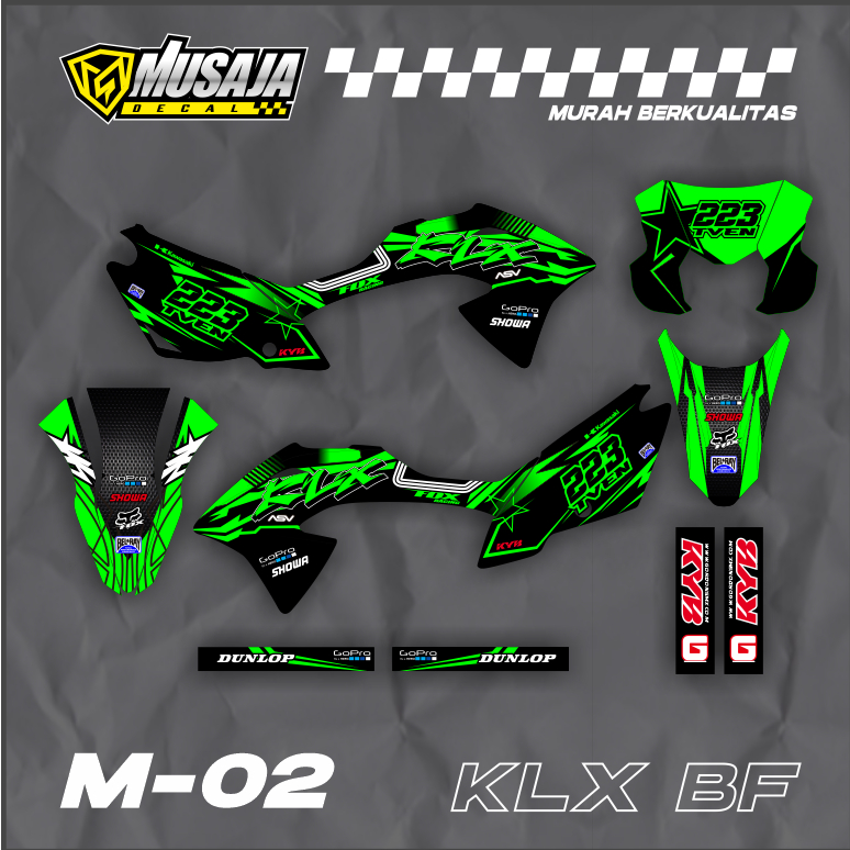 Decal KLX bf full body hitam hijau custom desain