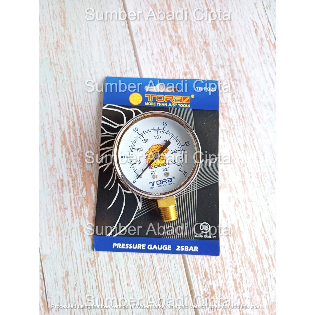 TORA 25 BAR Pressure Gauge Amper Ampere Meteran Angin Kompresor 25BAR
