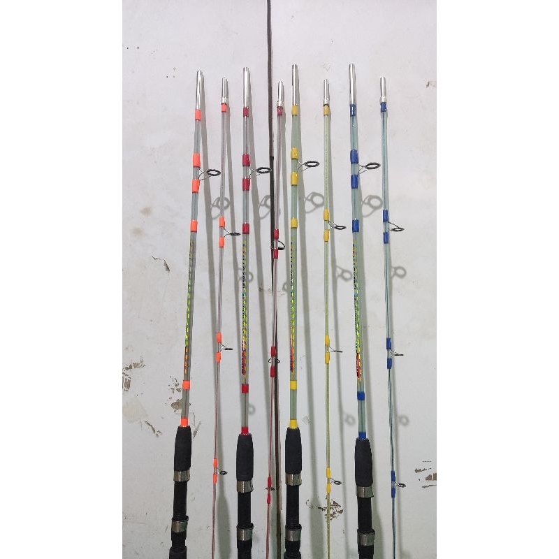 Cod Joran Pancing Laut sambung 2 Fiber Transparan panjang 210cm sambungan drat, warna random