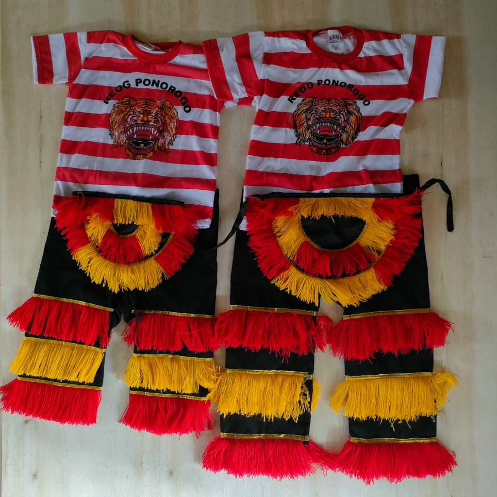 Setelan Kaos Reog Celana Barong + Embong Anak 3 - 12 Tahun / Set Celana Barong Anak Kostum Jaranan K