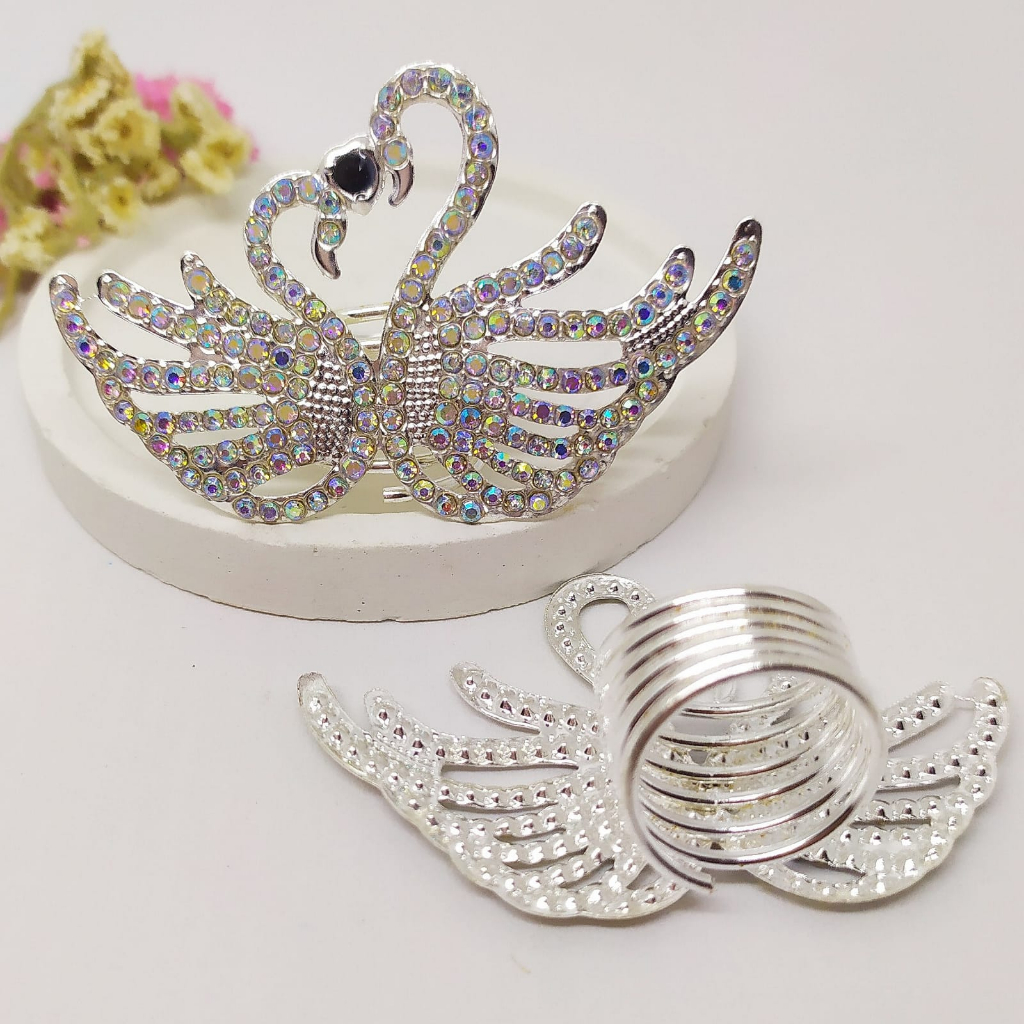 Termurah RING hijab /bros hijab/kolong jilbab/aksesoris hijab-Swan Silver