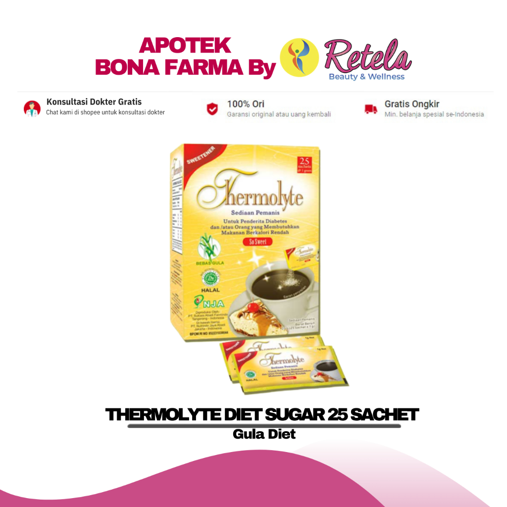 

THERMOLYTE DIET SUGAR 25 SACHET 1GR
