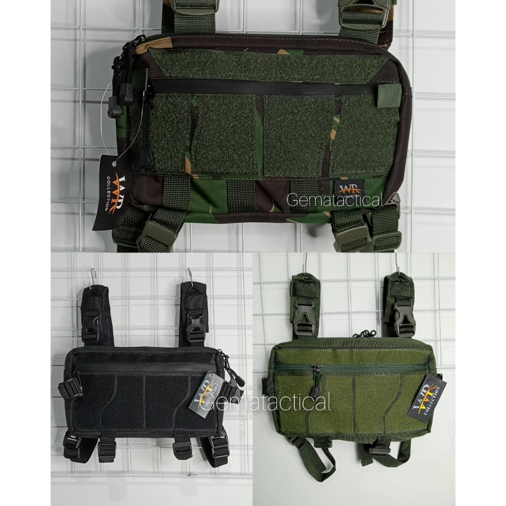 Tas Dada Hitam Hijau Loreng  Tactical Multifungsi Merk WR / Tas dada pria / Tas dada cobra
