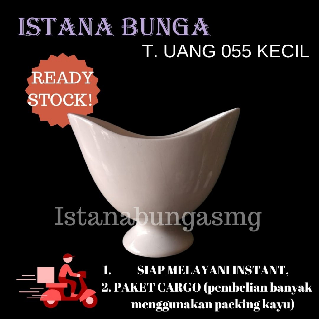 VAS KERAMIK PUTIH POLOS PERLENGKAPAN DEKORASI INTERIOR BUNGA TEMPAT UANG 055 KECIL