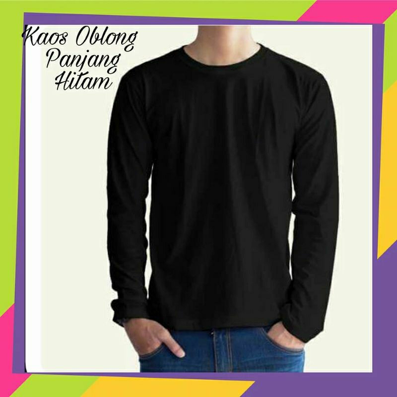 Baju polos pria lengan panjang hitam