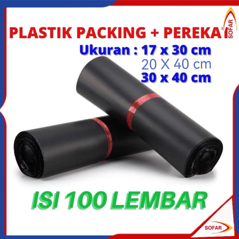 

Plastik Polymailer ada ukuran 17x30CM 20x30CM 30x40CM Packing Online Hitam Olshop Perekat LEM