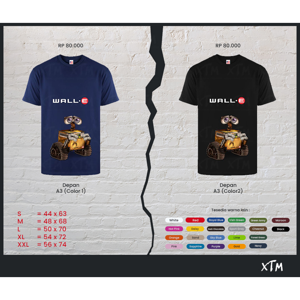 WALL-E HITAM PUTIH NAVY OVERSIZE | BAJU KAOS TSHIRT TUMBLR TEE DISNEY BERSHKA WALL-E PRIA WANITA S M