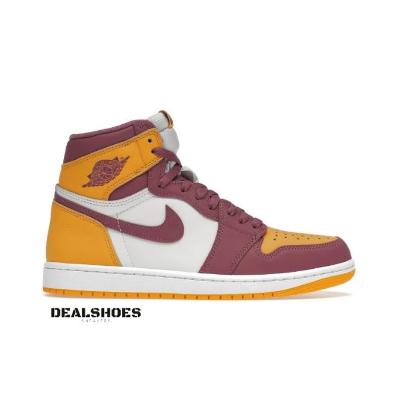 Nike Air Jordan 1 Retro High OG Brotherhood University Gold - Light Bordeaux White 100% Authentic Sh