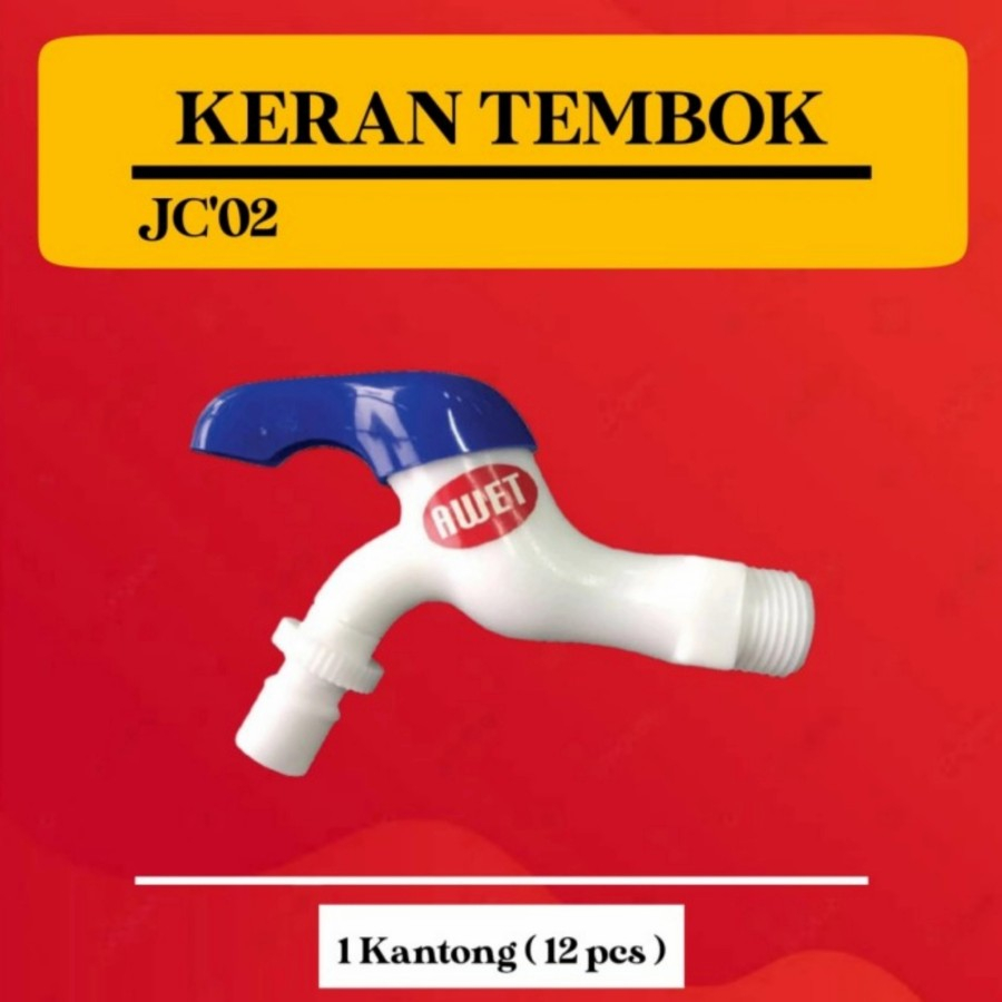 Kran Tembok Plastik AWET JC 02 1/2"