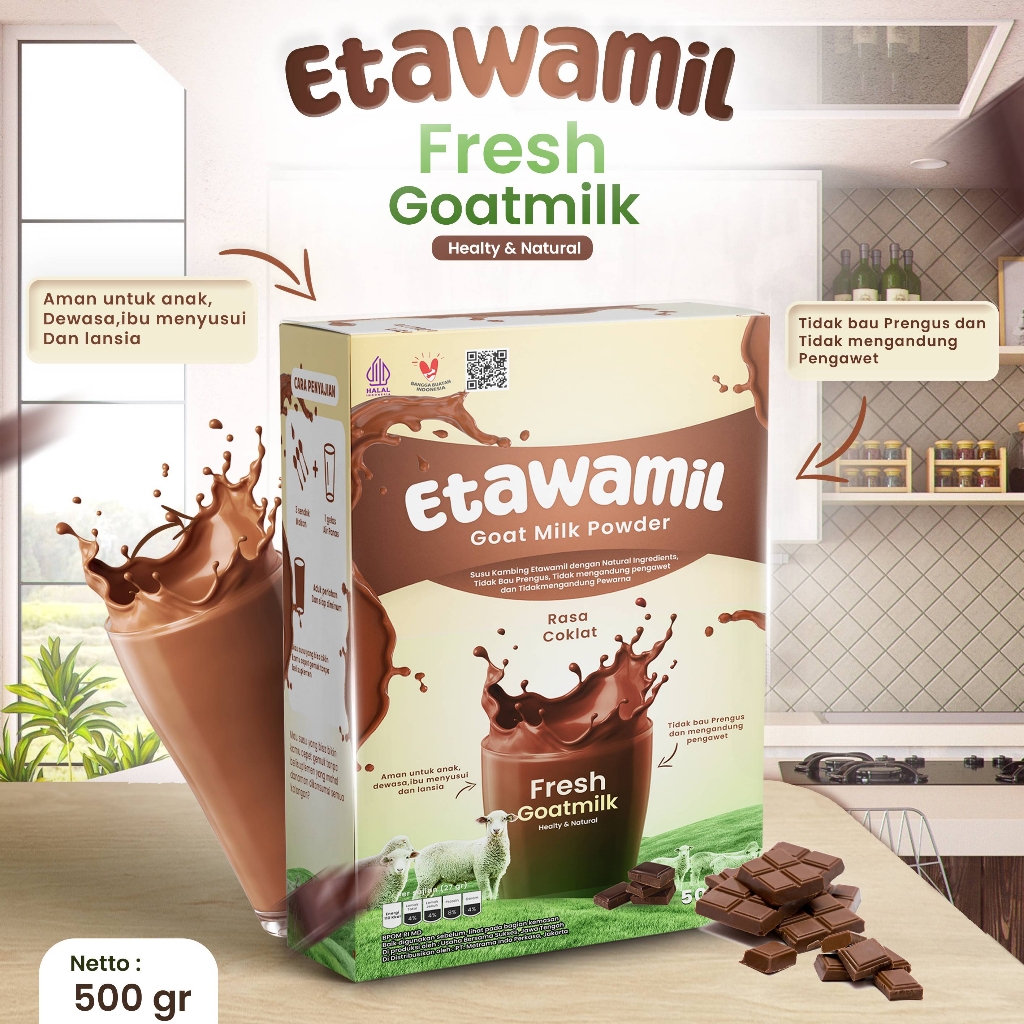 

ETAWAMIL Susu Kambing Rasa Cokelat - Etawa Bubuk Enak Sehat Halal BPOM 500 gram