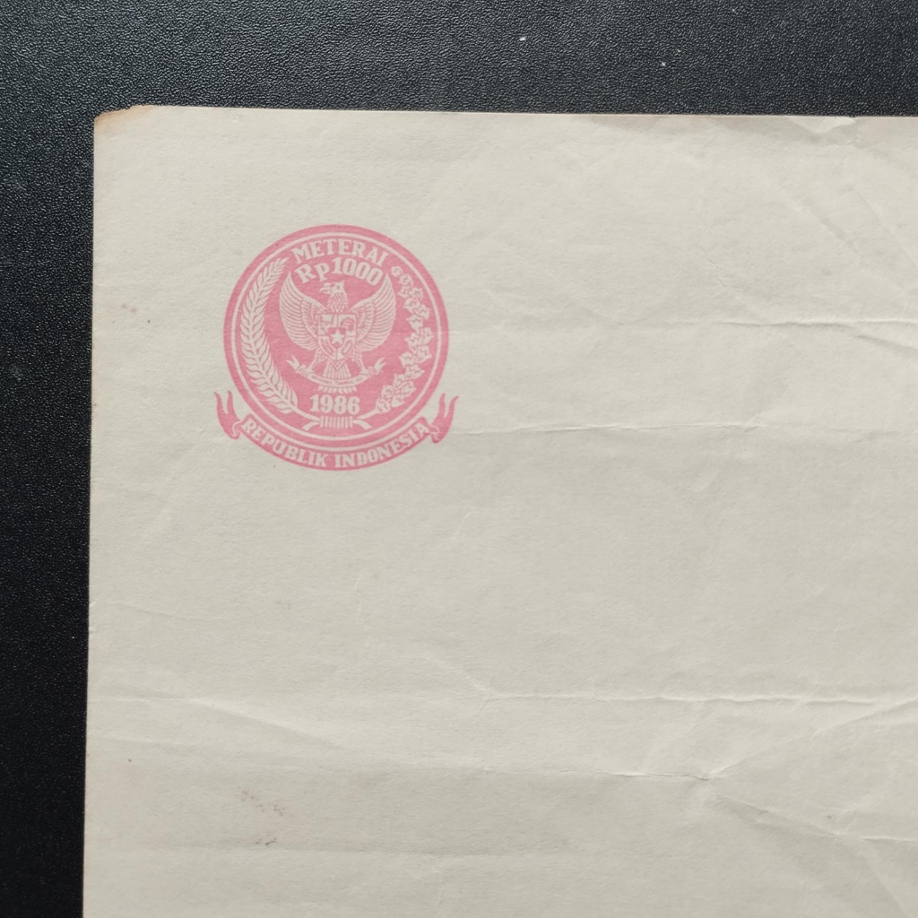 

Kertas Segel Rp 1000 Tahun 1986 Single