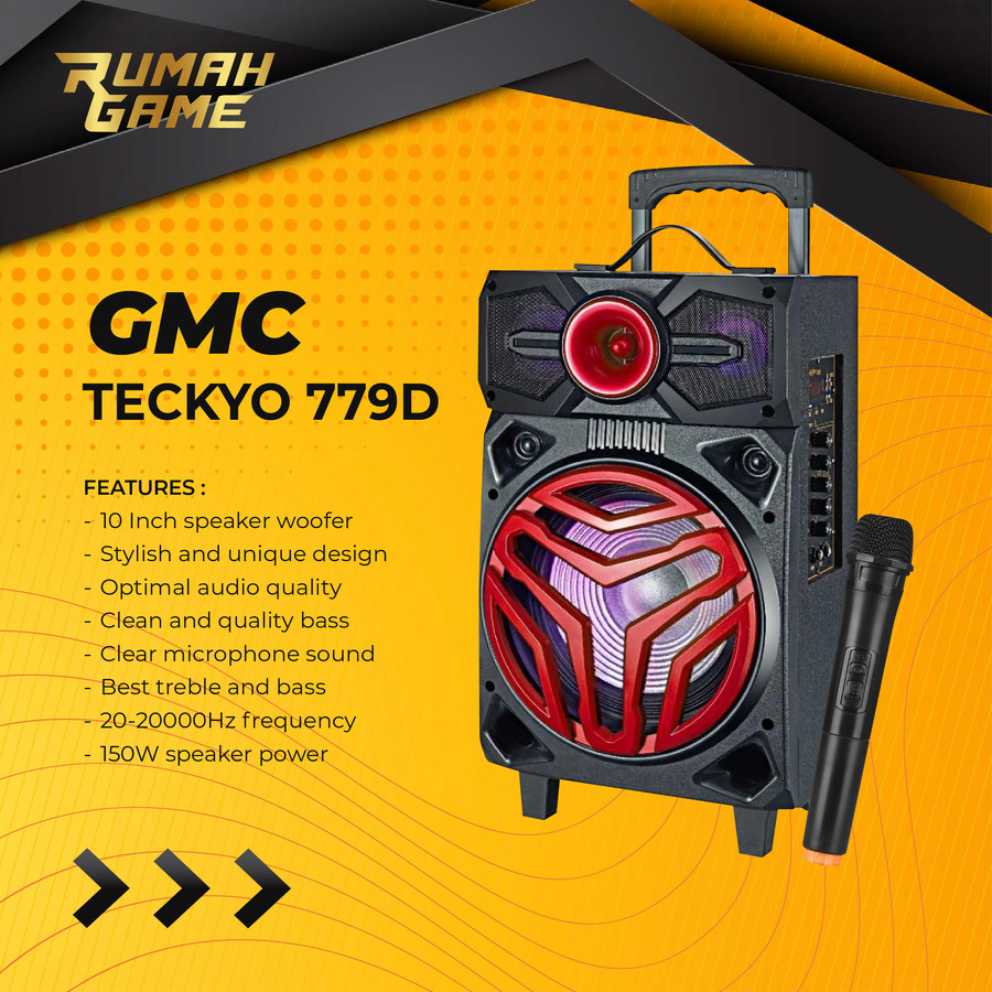 GMC TECKYO 779D Speaker Portable Ampli Meeting BLUETOOTH 10 inch MIC