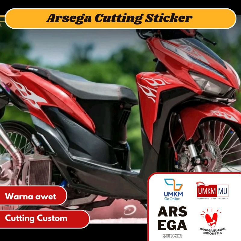 ARSEGA - Cutting Sticker Stripping VARIO NEW 125 - 150 2019-2021 LED Variasi Nyala Lidah Api Hot Tri