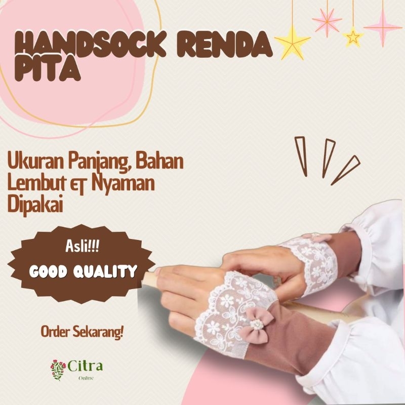 HANDSOCK RENDA PITA MANSET BROKAT MUSLIMAH SARUNG TANGAN WANITA