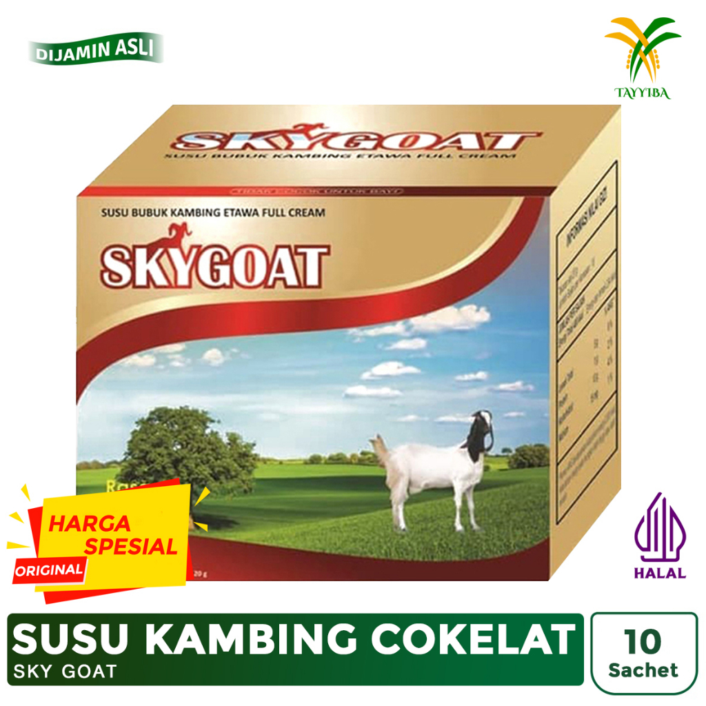 

Susu Kambing Etawa Bubuk Sky Goat Rasa Coklat 1 Box Isi 10 Sachet