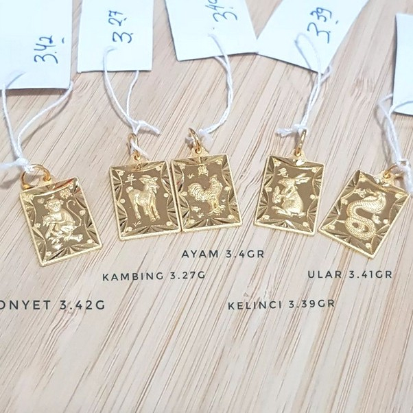 LIONTIN EMAS 24K HK 9999 12 SHIO PERSEGI BELAKANG TULISAN FU UKIR2