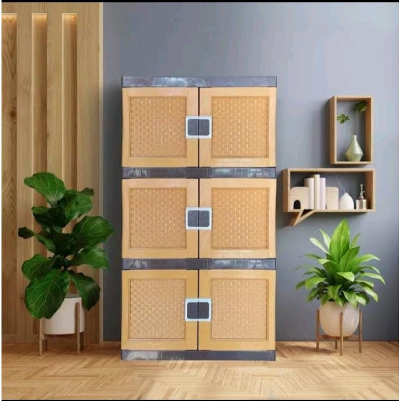 Lemari plastik susun 3 jumbo full kunci lemari pakaian susun 3