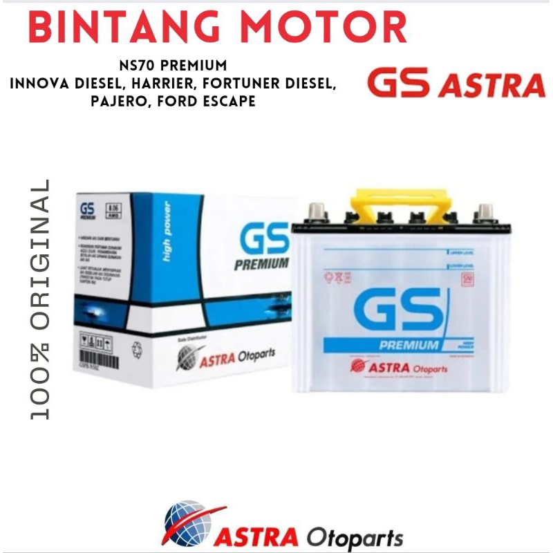 Aki Mobil NS70 GS Astra Premium Innova Diesel, Fortuner Diesel, Harrier, Pajero