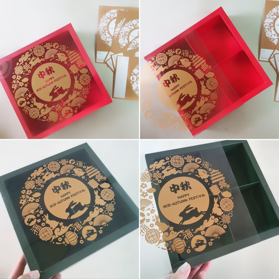 

Box Sliding Mika Transparan Dus Mika Mooncake 125 150gr Box Mooncake 24x24x6 cm Sekat 4 Isi 5pcs