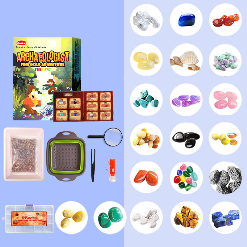 Onshine rock Mining Toys Sandbag Tool Set Archaeological Excavation Gems Crystal Treasure gold Hunte