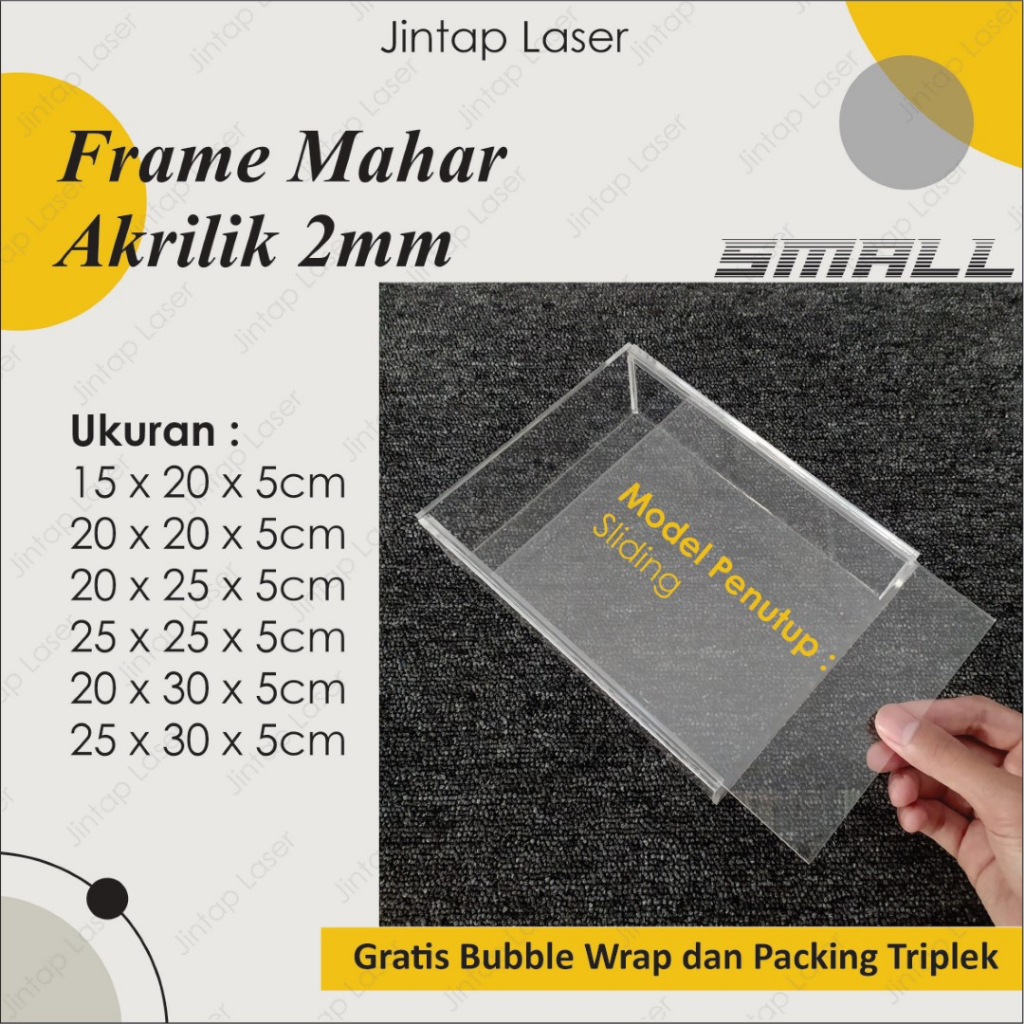 

Frame Akrilik Mahar 2mm 15x20 20x20 20x25 25x25 20x30 25x30 Sliding Pigura Full Acrylic Bening Model Sleding Selalu Ready Hantaran Seserahan