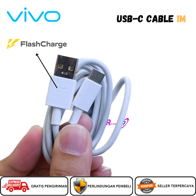 Vivo Kabel USB type C Flash Charge 2.0 Vivo Original Data dan Charge
