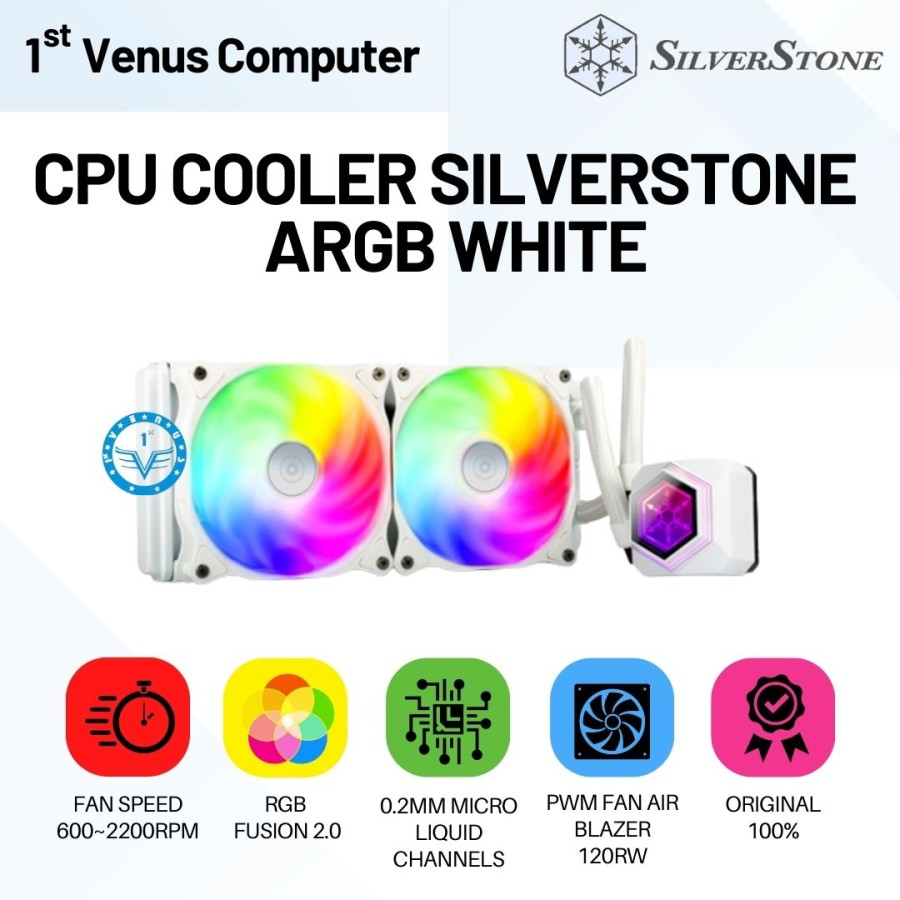 SILVERSTONE CPU COOLER PF240 2 FAN ARGB WHITE - FAN PROCESSOR / FAN01-STN