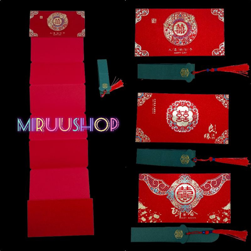 

Angpao angpau glitter susun deret turun 7 lembar import high quality premium shuangxi pernikahan wedding sangjit