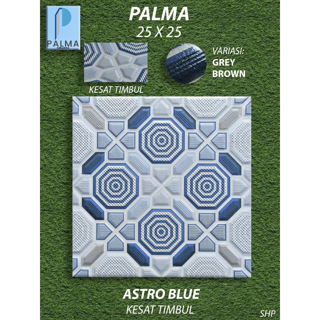 Keramik Lantai Kamar Mandi 25X25 Palma Astro Blue Kesat KW1 Pekanbaru Riau, Motif Batu