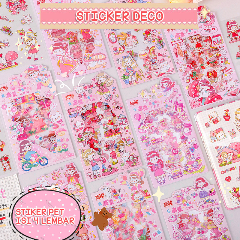 

GULAGULA - ISI 4 LEMBAR FRESH GIRL KARTUN SERIES CUTTING STICKER DECORATIVE PACK STIKER DEKORASI JOURNAL LUCU PET TRANSPARANT UNTUK HIAS SCRAPBOOK BUKU DIARY HP HOBI JOURNALING DLL
