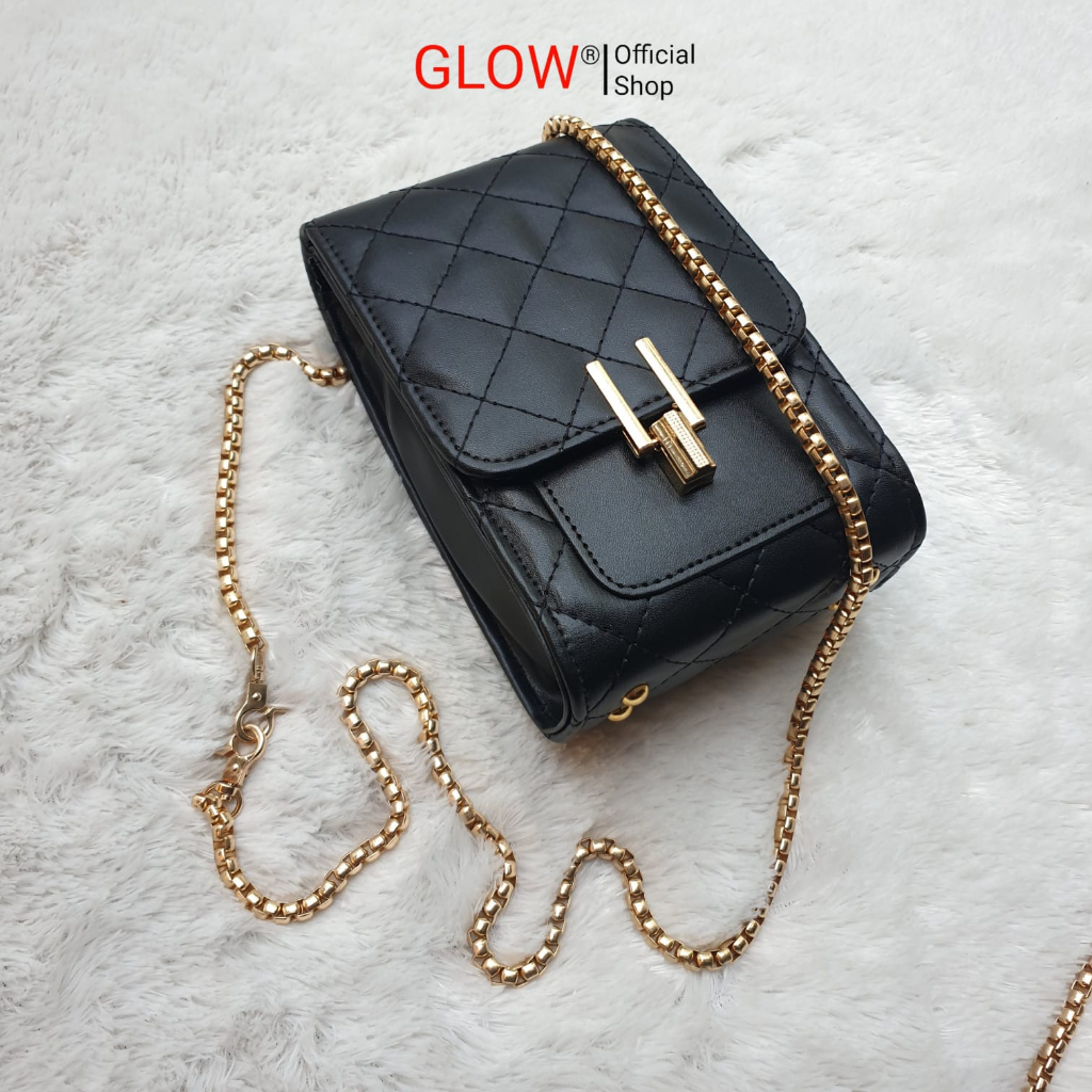 GLOW Tas Selempang Wanita Hp Tali Rantai +Free Dos Packing Slingbag Cewek Perempuan 6310 /6316