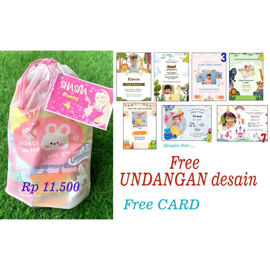 

Paket snack ultah anak| FREE undangan desain + kartu ucapan