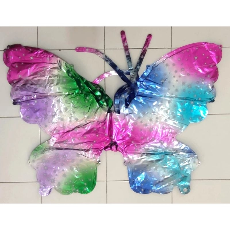 Balon Gas Sayap Kupu kupu Pelangi Metalik Carnaval kostum