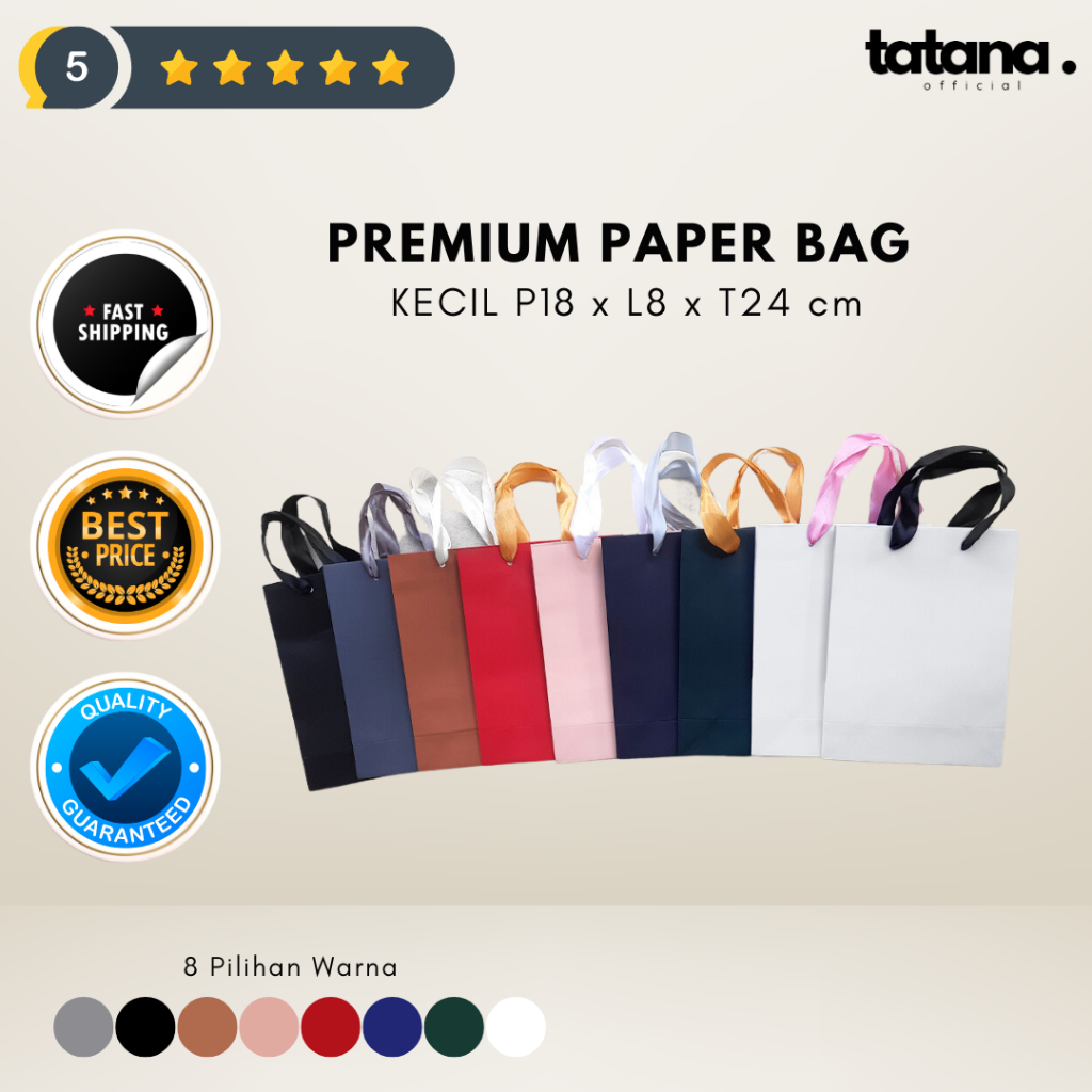 

PREMIUM PAPER BAG uk. SMALL/KECIL (P18 x L8 x T24 cm)