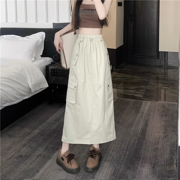 Emily Rok-Kekinian Korean Fashion New Highwaist Rok Midi Cargo