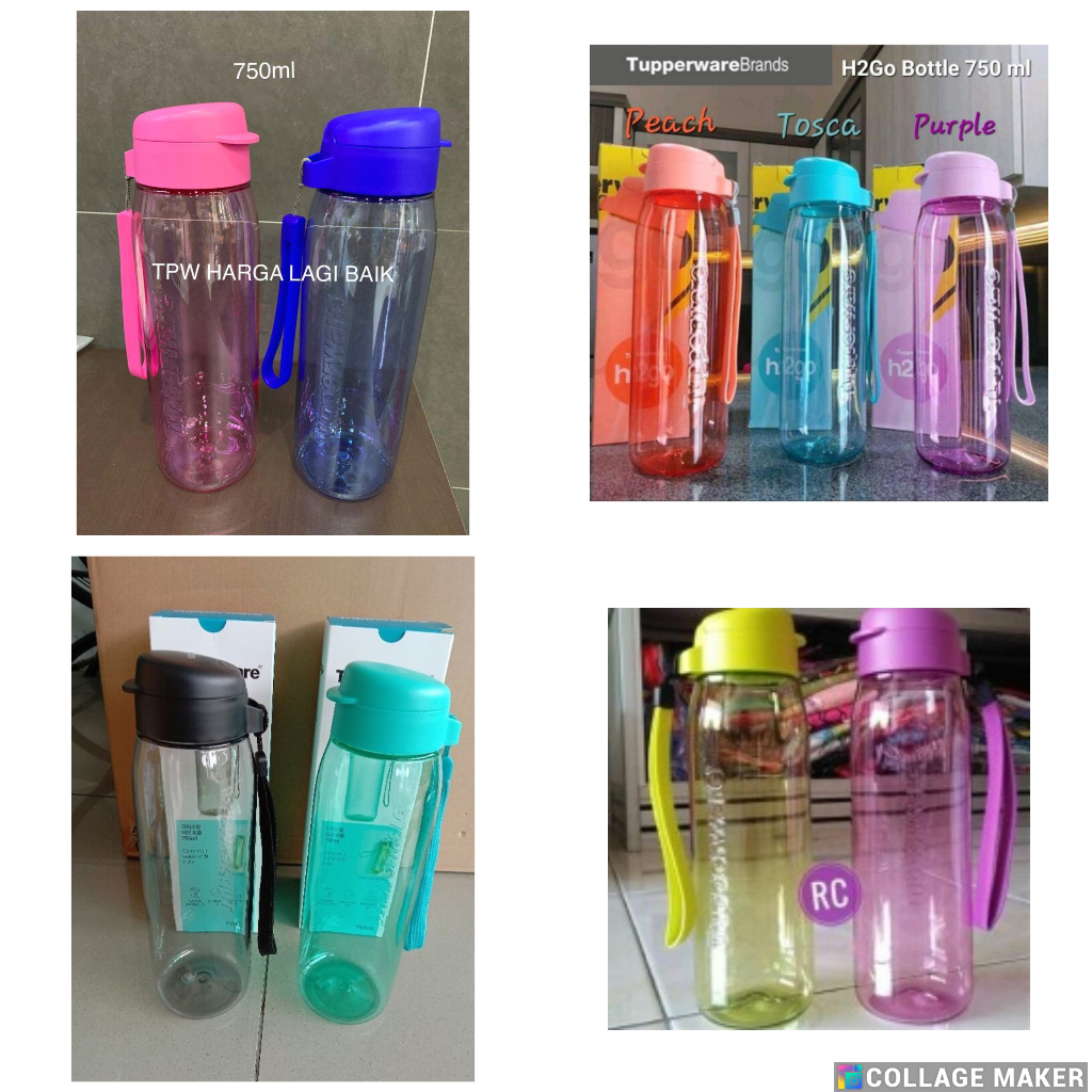 tupperware h2go 750 ml botol minum kristal 750ml