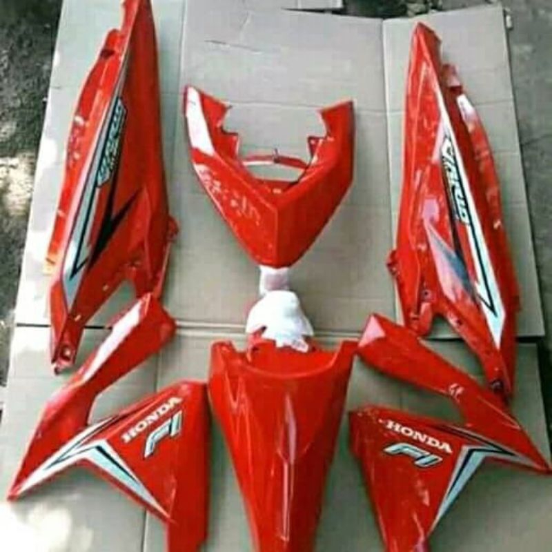 Paket murah Cover body bodi dek sayap plus stiker HONDA VARIO 125 LED 2015 - 2017 warna merah cerah 