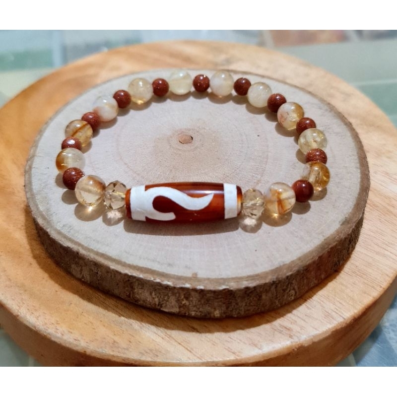 CITRINE & DZI BEADS STONE