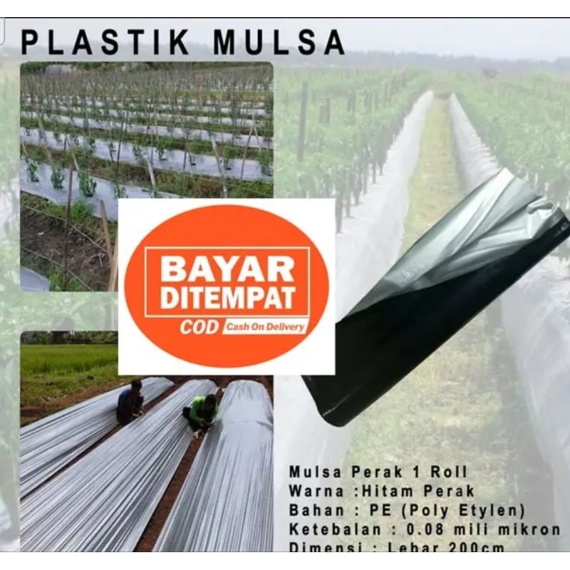 PROMO  PLASTIK MULSA hitam perak ukuran 120cm x25meter