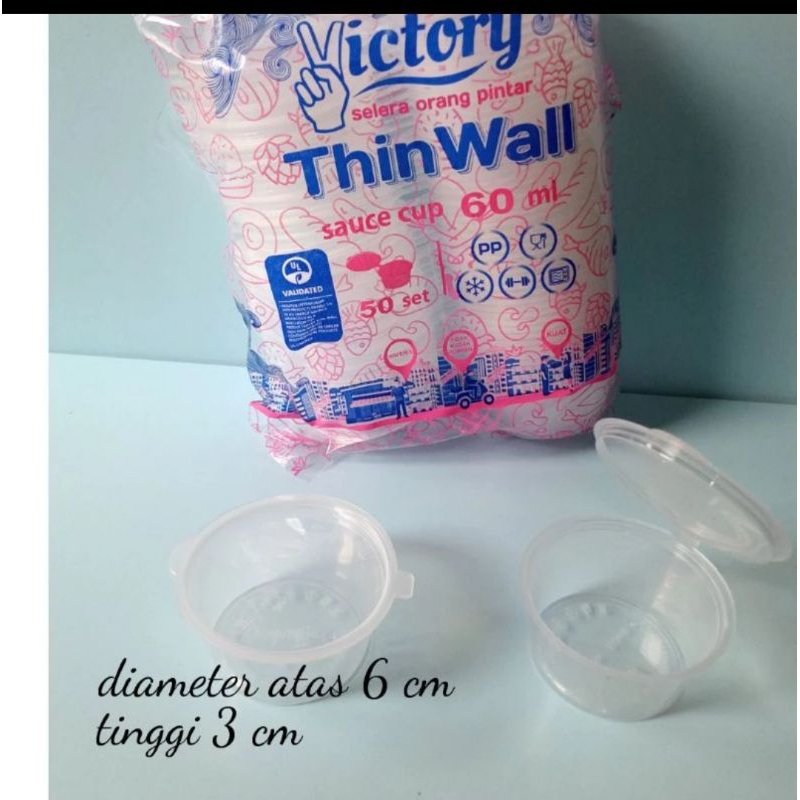 thinwal wal cup sauce victory 60ml isi 50pcs kap sambal kap puding kap saos